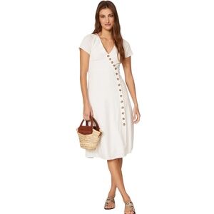 Madewell Linen Blend White Midi Dress | Size 14